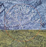 stitching 10: the life force,   sashiko thread on inked canvas, 25x25cm