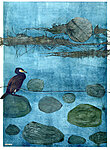 a silent bird   (collage on drypoint monoprint)   19x28cm   £145