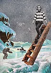 love in a cold climate: initial failures  (collage & oils on canvasboard)    29.6x21cm   £145