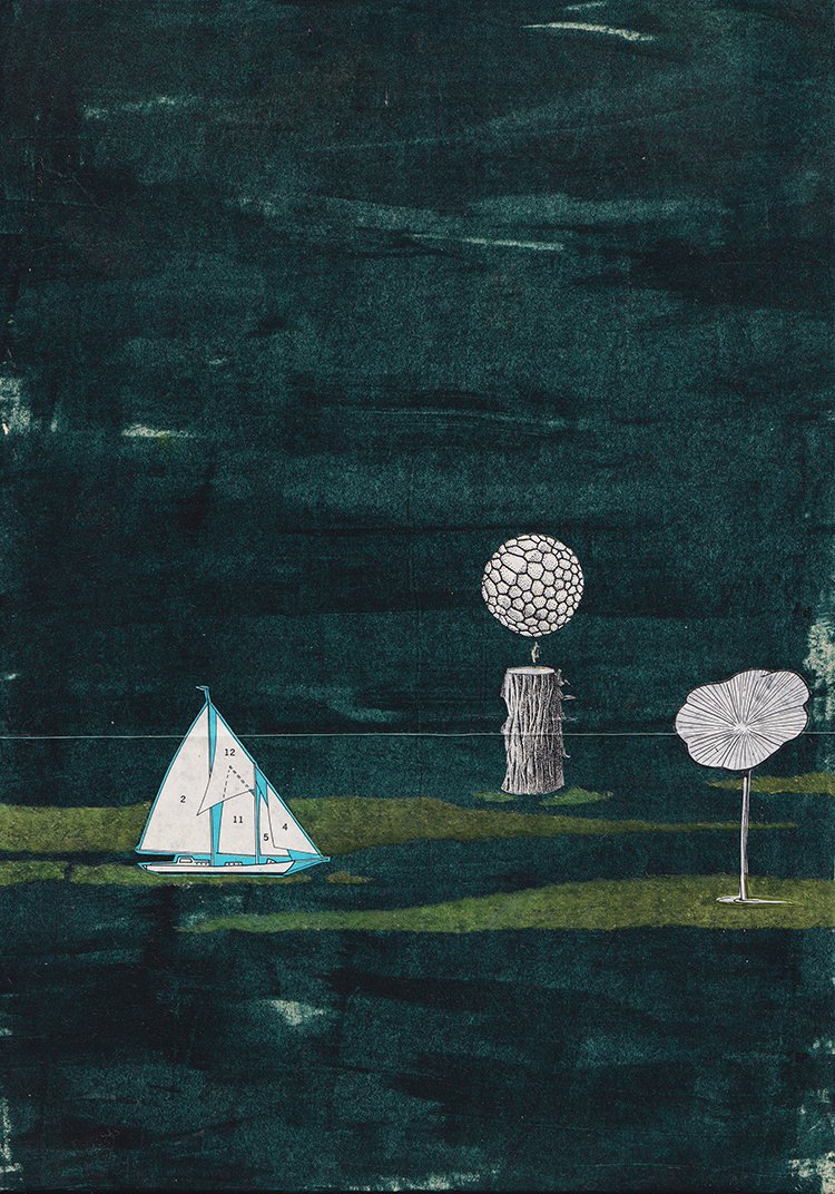 sailing by numbers/actions & consequences (collage on card) 21x29.7cm  £125
