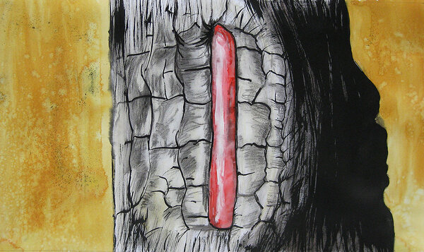 the heat of the moment  (mixed media on paper)   38x64cm   £125
