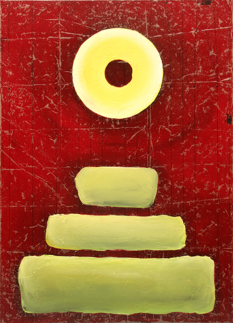 to an unknown god   (oil and sewing pattern on canvas)    50x70cm   £450