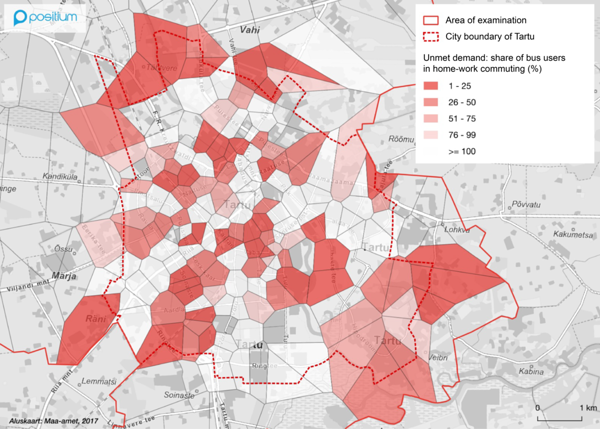 Day 7 (Topic: red): share of bus users in home-work commuting in Tartu, Estonia. 