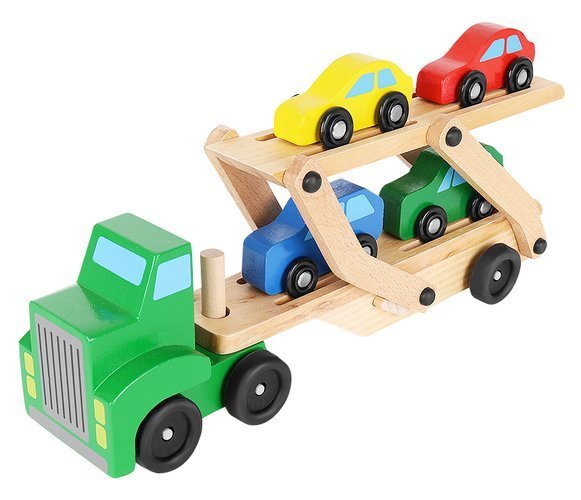Puidust treilerauto lastele mustbe ee teisaldatava haagisega värvilised sõiduautod autofännile (3)
