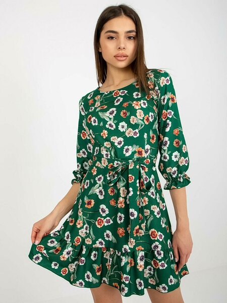 Pol pl hurt zielona rozkloszowana sukienka w kwiaty z falbana 395188 1 1
