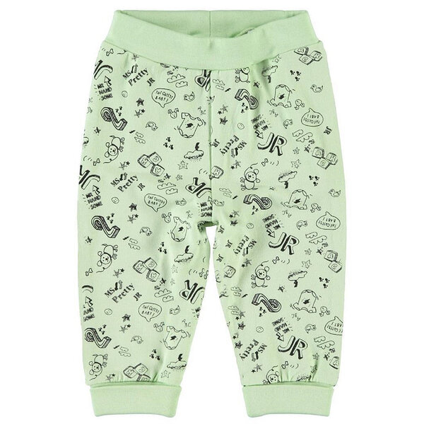 Unisex organic cotton trousers with allover print in green by name it 62 2 4 months