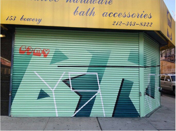 Mural, corner of Bowery and Delancey, NYC, 2013