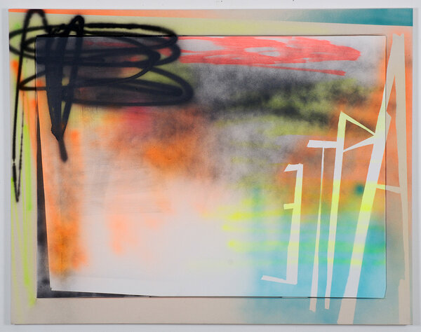 Apte, 2009, acrylic on canvas, acrylic on canvas over wood artist&#x27;s frame, 43 1/2 x 55 1/2 inches