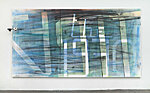 Tietz, 2011, acrylic and spray paint on canvas, steel, soccer ball, 72 x 132 x 5 inches