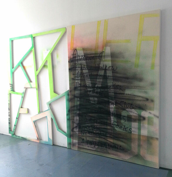 Avenue C, 2013, acrylic on canvas, acrylic on canvas over wood, 72 x 107 1/2 inches