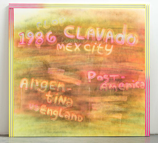 Clavado, 2013, acrylic on canvas, wood and enamel artist&#x27;s frame, 74 1/2 x 74 1/2 inches