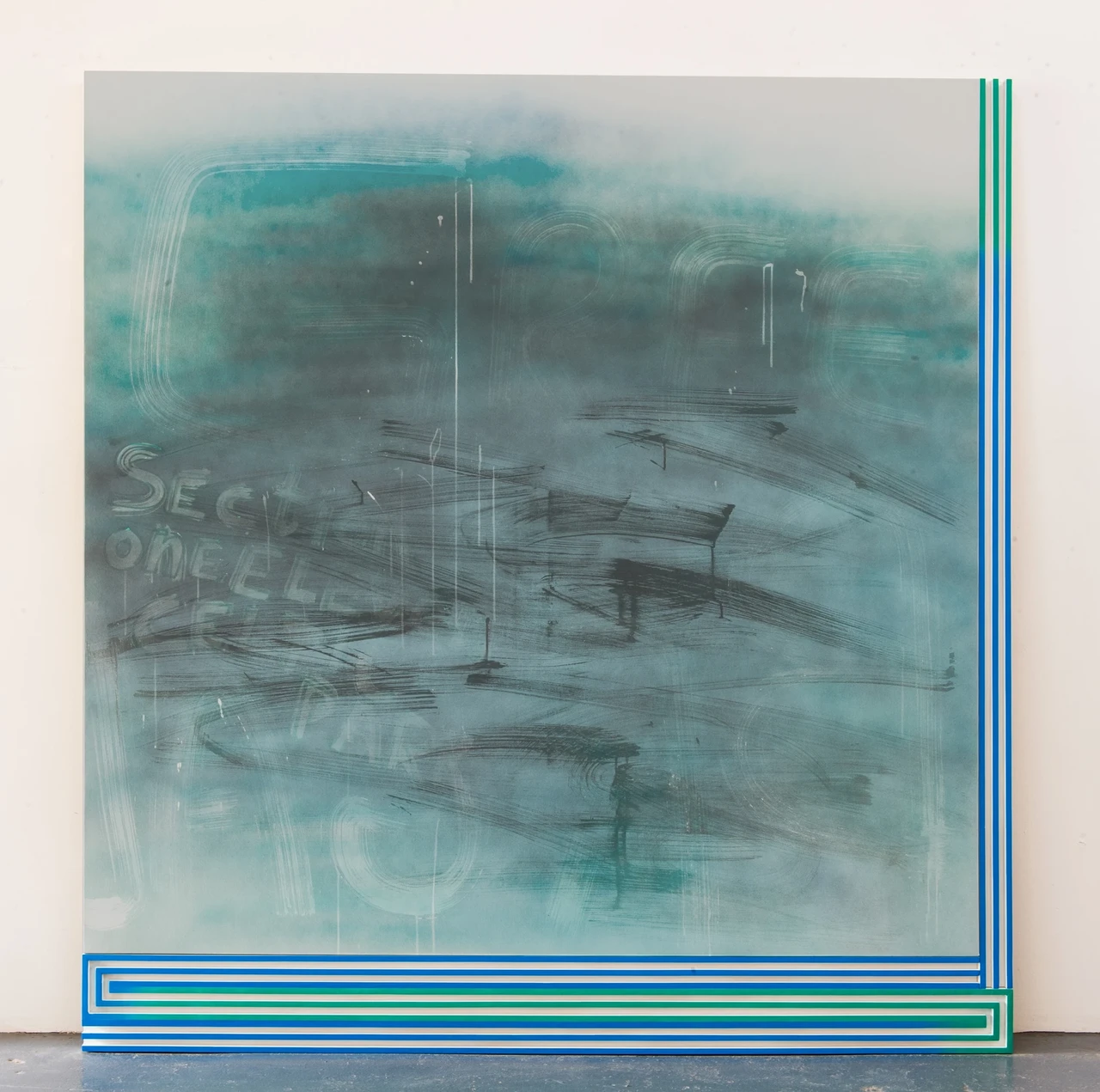 Green Brigade, 2013, acrylic on canvas, wood and enamel artist&#x27;s frame, 75 3/4 x 75 3/4 inches
