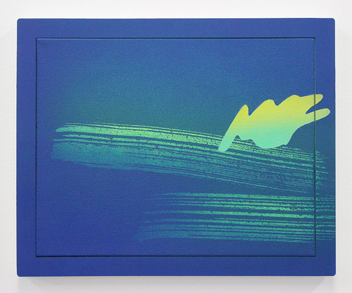 MCF, 2013, acrylic on canvas, acrylic and PVC artist&#x27;s frame, 13 x 16 inches