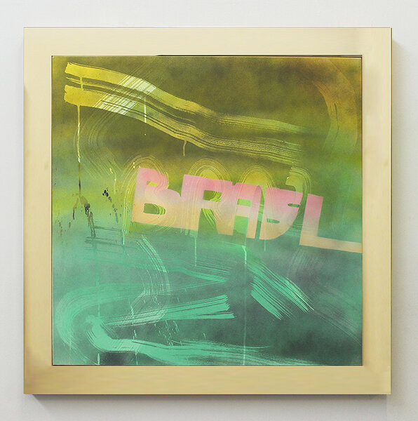 Brasil, 2014, acrylic on canvas, plexiglas and MDF artist&#x27;s frame, 35 1/2 x 35 1/2 inches