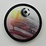 La Luna, acrylic on canvas, plexiglas and PVC artist's frame, 9 inches dia