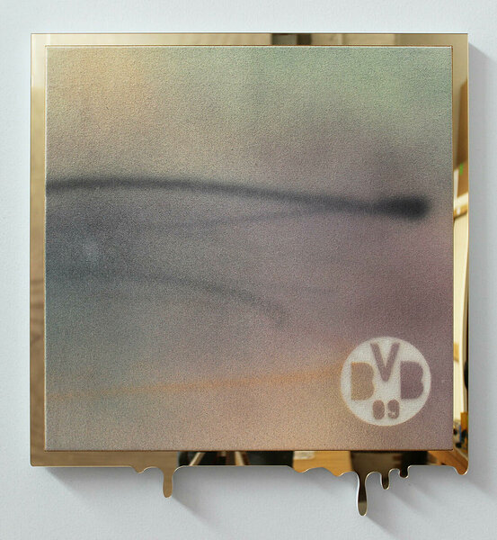 Das BVB, 2015, acrylic on canvas, plexiglas and PVC artist&#x27;s frame, 21 x 19 inches