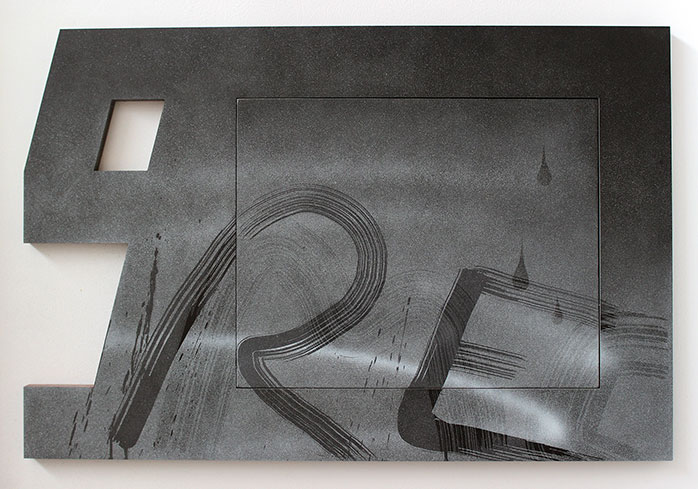 Re, 2015, acrylic on canvas, acrylic and PVC artist&#x27;s frame, 24 x 36 inches