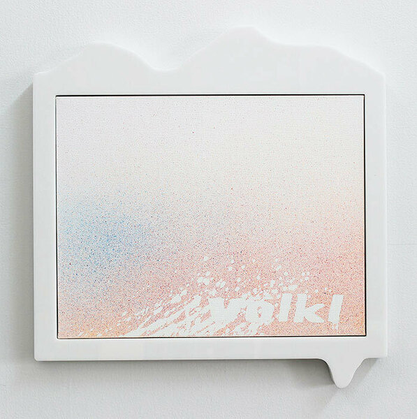 Völkl (Avalanche), 2015, acrylic on canvas, plexiglas and PVC artist&#x27;s frame, 16 1/2 x 16 inches