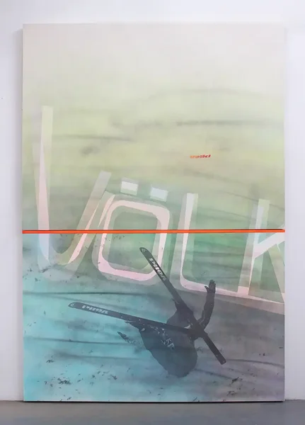 Volkl II, 2015, inkjet and acrylic on canvas, plexiglas, PVC, 98.75 x 68 inches