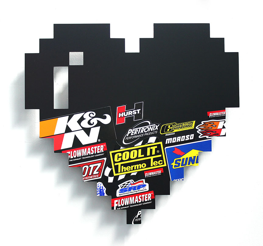 Racing Heart (K&N), 2017, dibond, decals, 24 x 26 inches