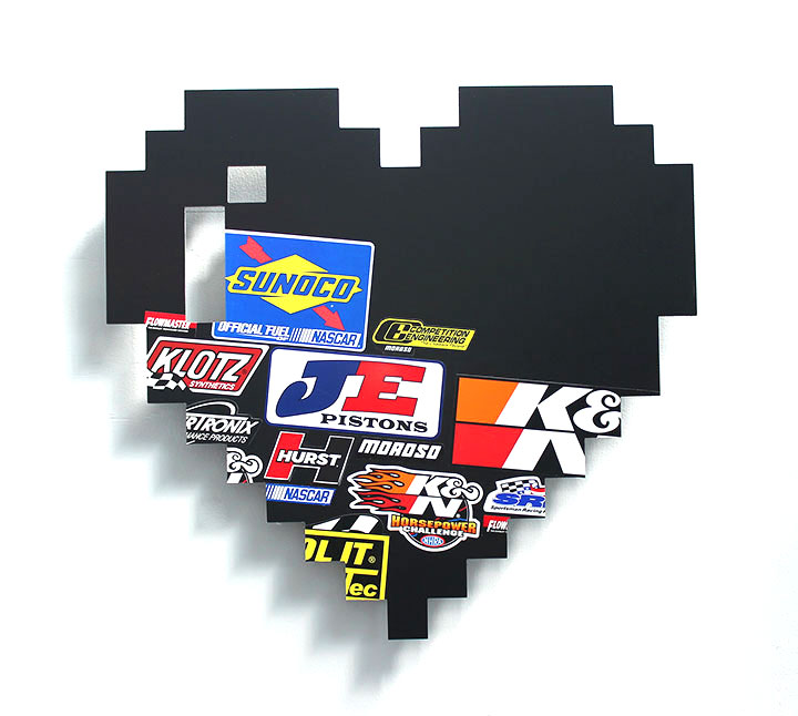 Racing Heart (Sunoco), 2017, dibond, decals, 24 x 26 inches