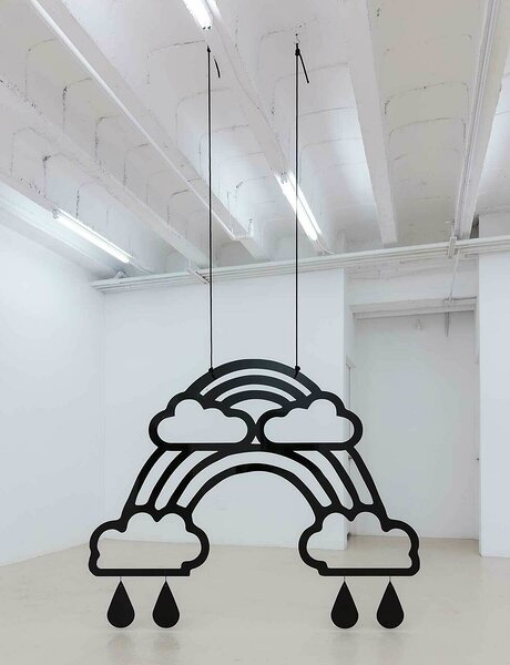 Double Rainbow, 2018, dibond, nylon rope, ball chain, edition of 3, 60 x 73 inches