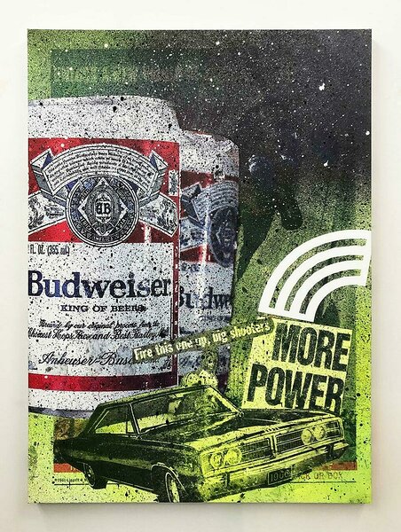 More Power, 2019, inkjet and acrylic on canvas, men&#x27;s fingerprints, 55 x 40 inches