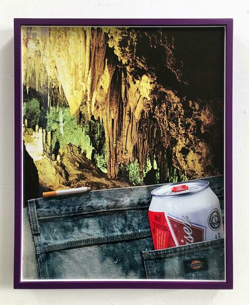 Cenote (Budweiser, Cigarette), 2020, archival inkjet print mounted on dibond, custom frame, 20 x 16 inches