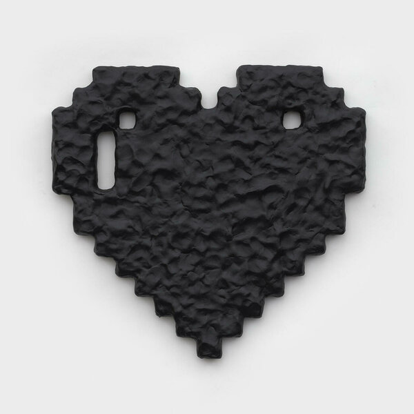 Pixel Heart (Rough), 2022, epoxy resin, PVC, 15 x 16 x 1 inches