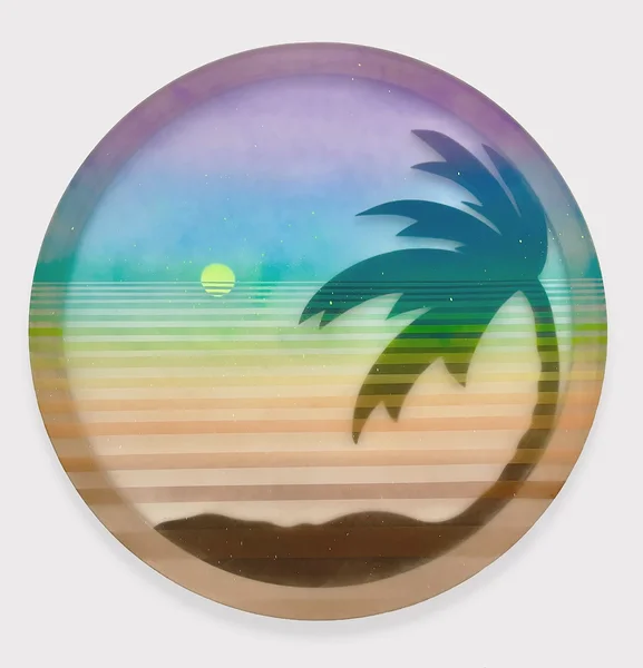 Evening Blur (Full Spectrum), 2025, alkyd on vinyl, wood, 48 inches diameter