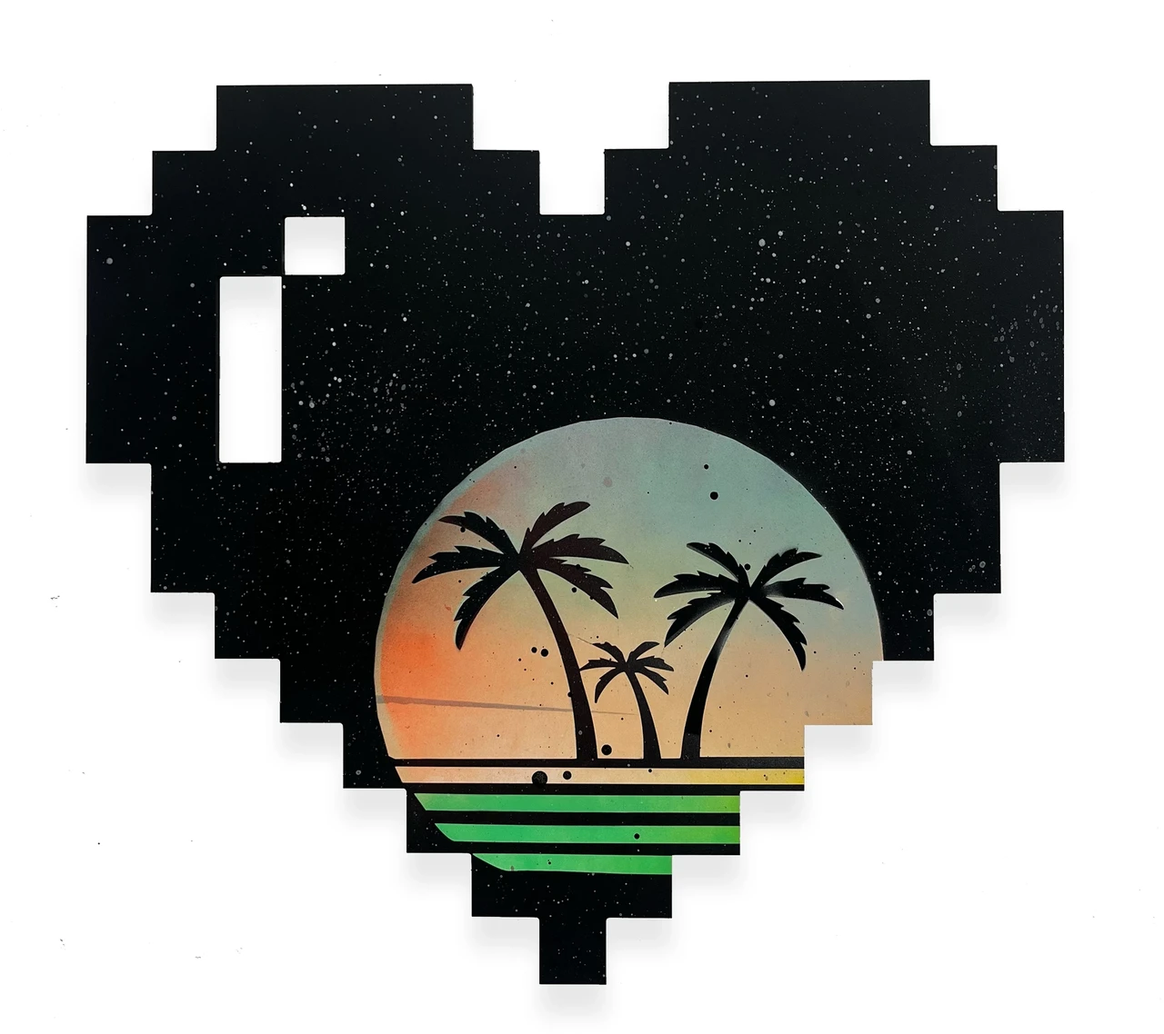 Pixel Heart (Distant Light), 2025, alkyd on dibond, 19 x 20 x 1.25 inches