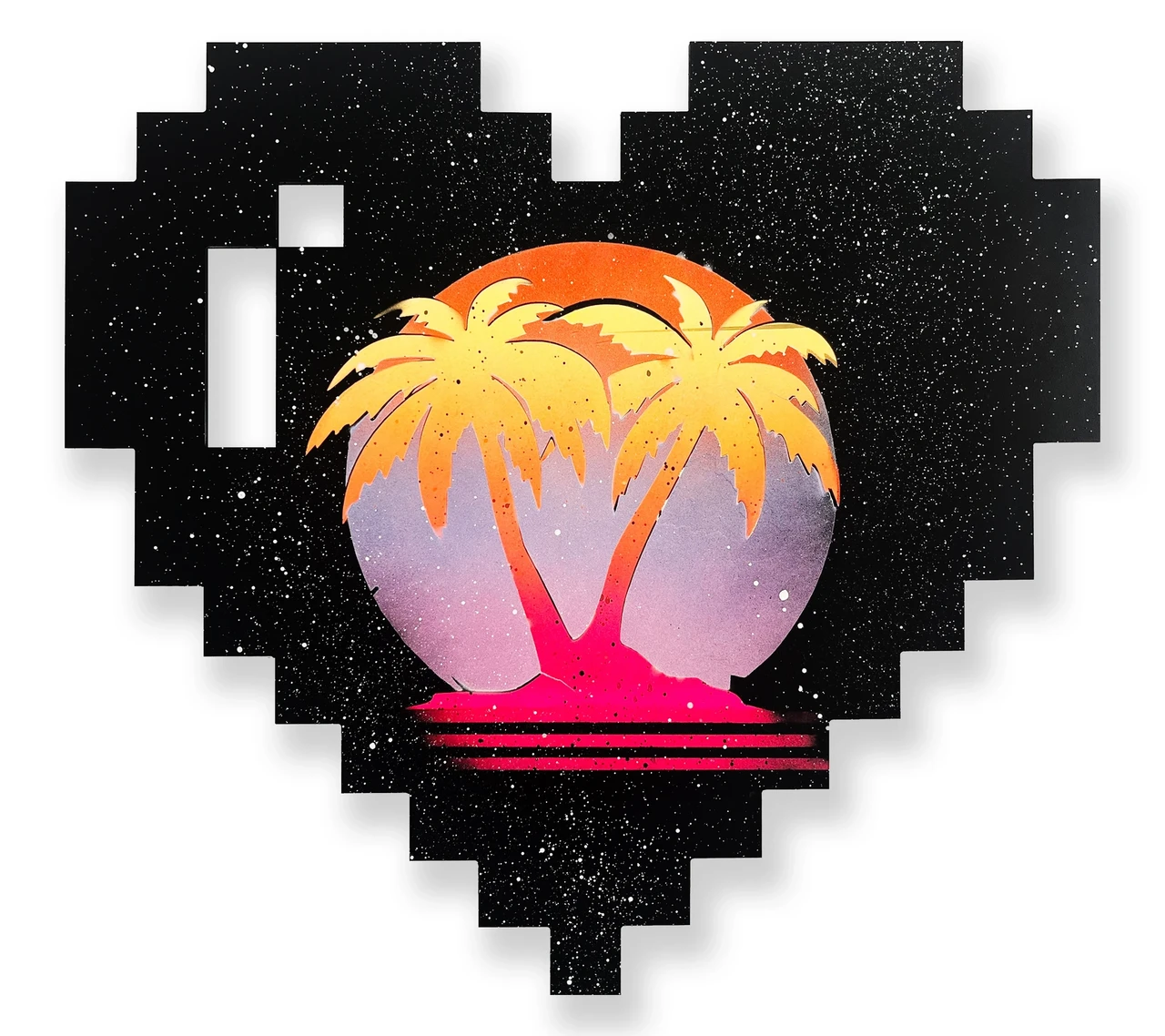 Pixel Heart (Long Fade), 2025, alkyd on dibond, 19 x 20 x 1.25 inches