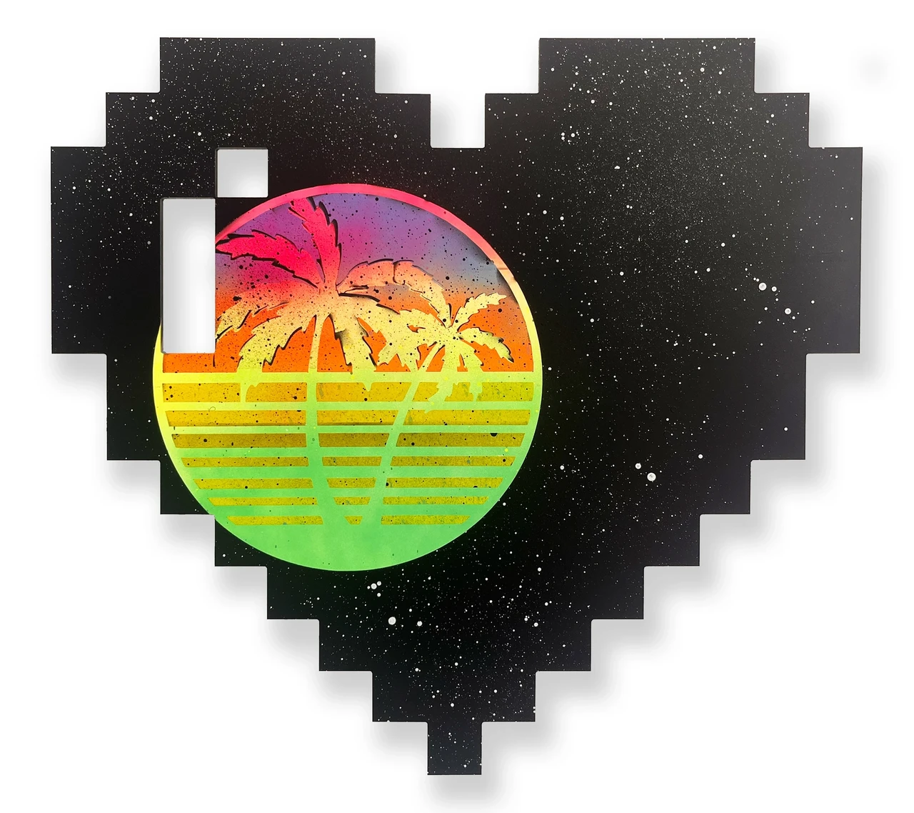 Pixel Heart (Moon Shadow), 2025, alkyd on dibond, 19 x 20 x 1.25 inches