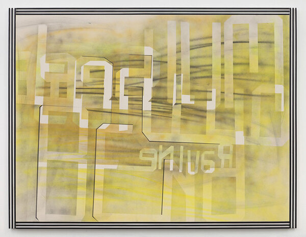 Mulberry Bend, 2011, acrylic on canvas, wood and enamel artist&#x27;s frame, 78 x 101 inches