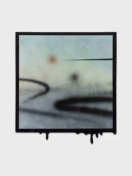 Twilight (dripping), 2022, acrylic on canvas, plexiglas and PVC artist’s frame, 21 1/2 x 19 1/2 inches