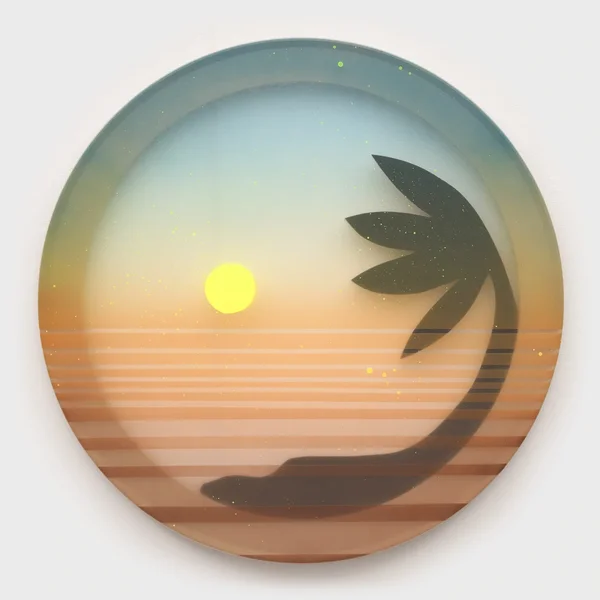Sunset Blur (Amber Glow), 2025, alkyd on vinyl, wood, 30 inches diameter