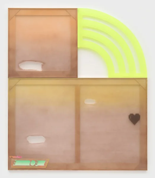 Laguna Seca, 2025, alkyd on marine vinyl, wood, plexiglas, 84 x 72 inches