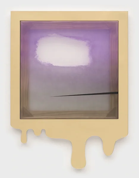 Eros in Lavender, 2025, alkyd on marine vinyl, plexiglas, PVC, 29 x 21.5 inches