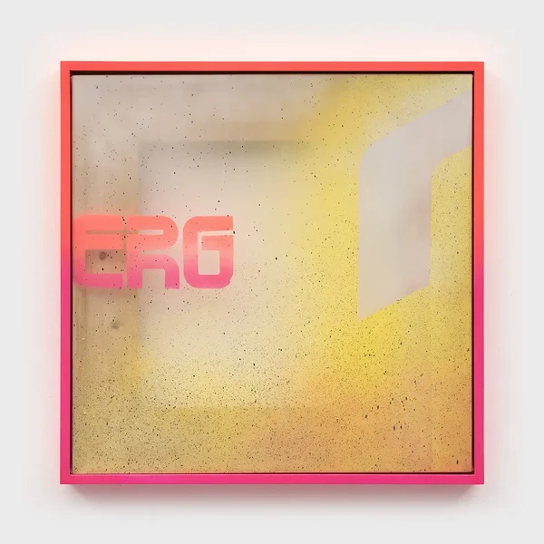 ERG, 2024, alkyd on vinyl, wood, enamel, 29 x 29 inches