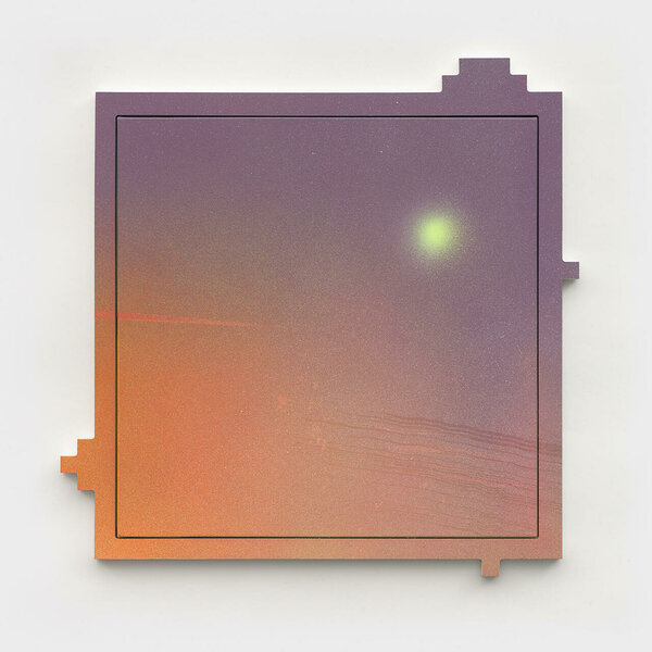 Dune (with Lens Flare), 2022, acrylic on canvas, PVC, 22 1/2 x 22 1/2 inches