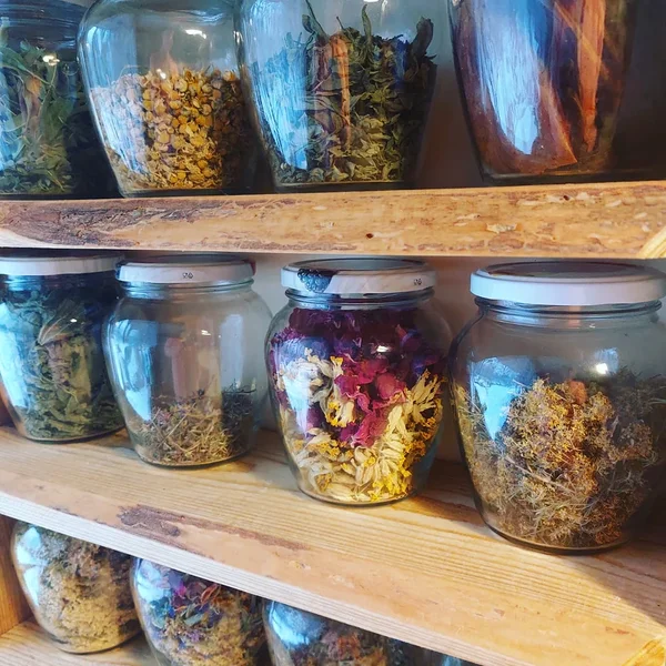 jar of herbs and teas