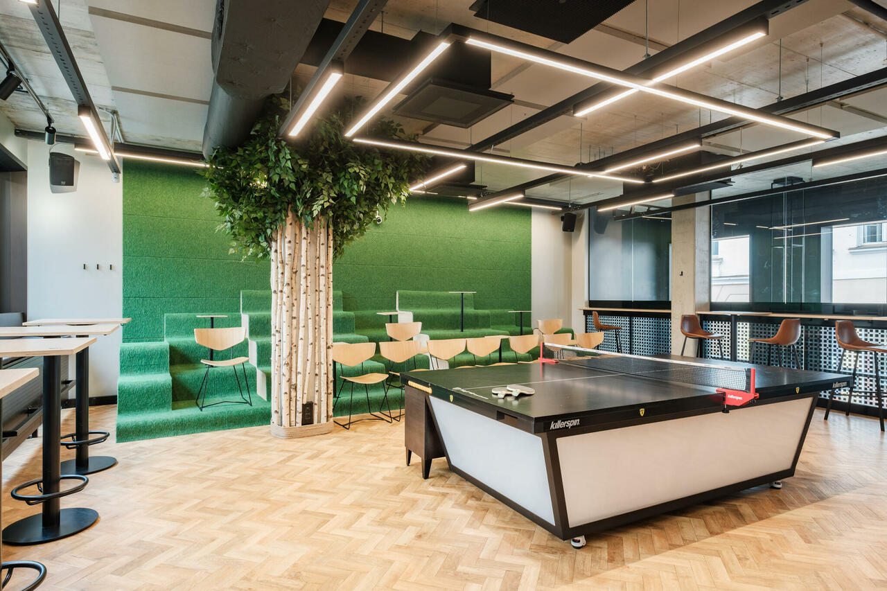 Take a break from working with a fun game of ping pong