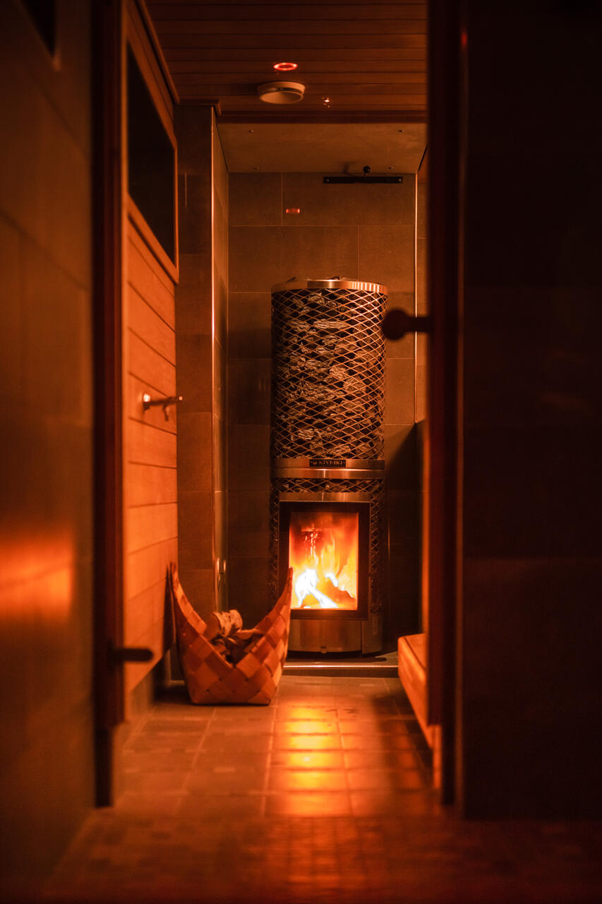 Wood heated sauna in Sunday Morning Resort's Sauna World