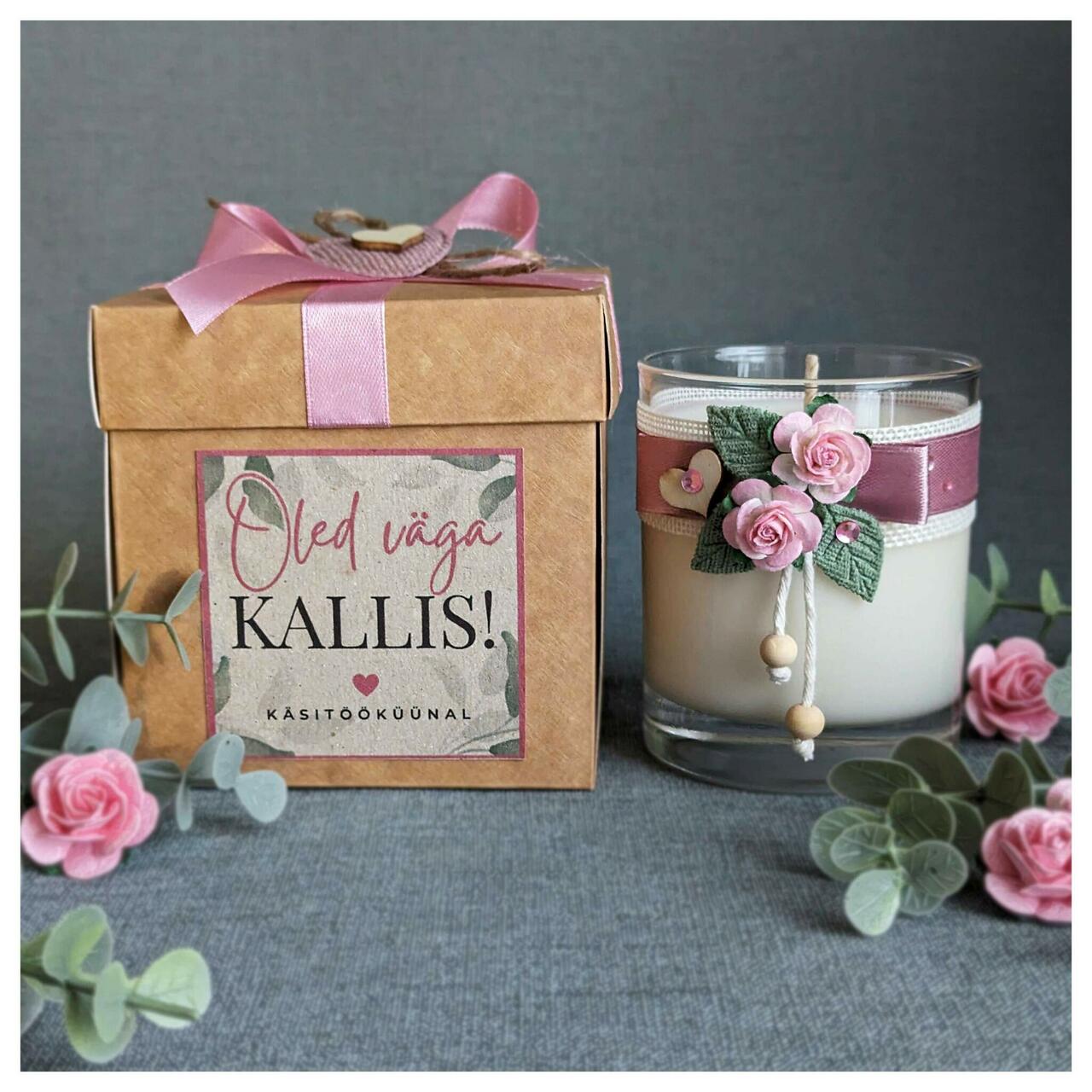 Käsitööküünal klaasis - Oled väga kallis!