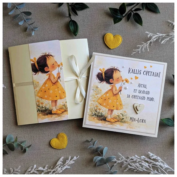 Lasteaia õpetajale puidust kaart -Tüdruk