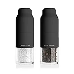 Lars nysØm stainless steel salt and pepper mill set with adjustable ceramic grinder i manual spice mill set (onyx black)