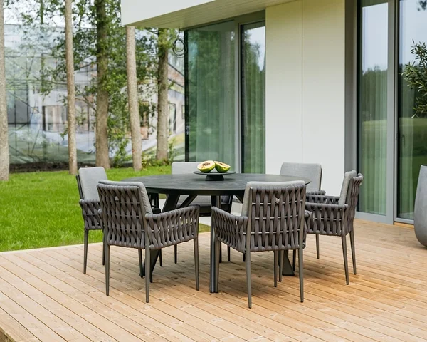 Livoutdoor hug ümar hpl söögilaud suur aiamööbel söögitoolid  65