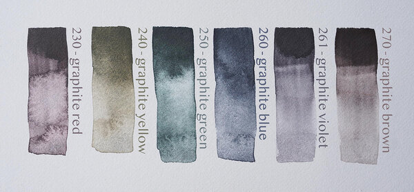 Gansai Tambi "Graphite colors" värviproovid