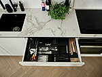white kitchen with ceramic worktop, Hettich AvanTech YOU drawer system