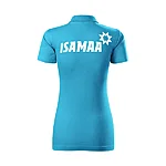 Isamaa single j w naiste polo atoll blue suur logo seljal